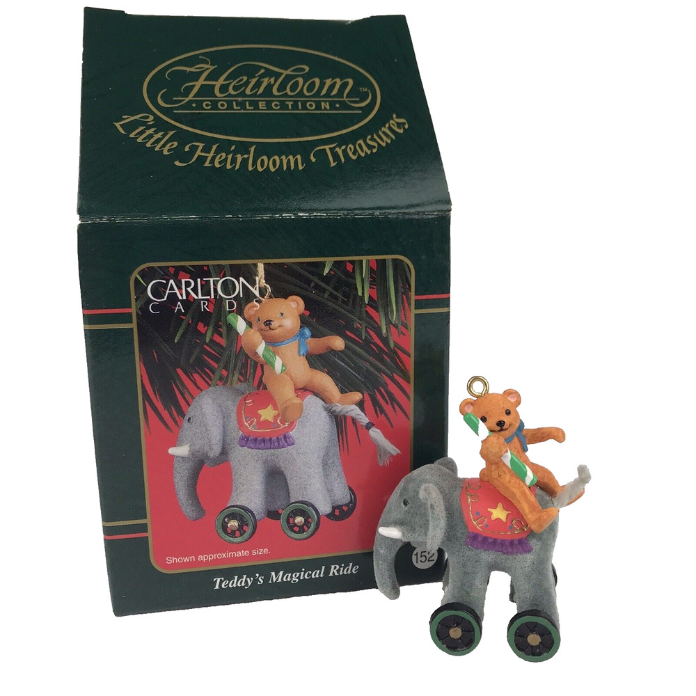Carlton Cards Ornament Teddy's Magical Ride #152 Little Heirloom Treasures 2000